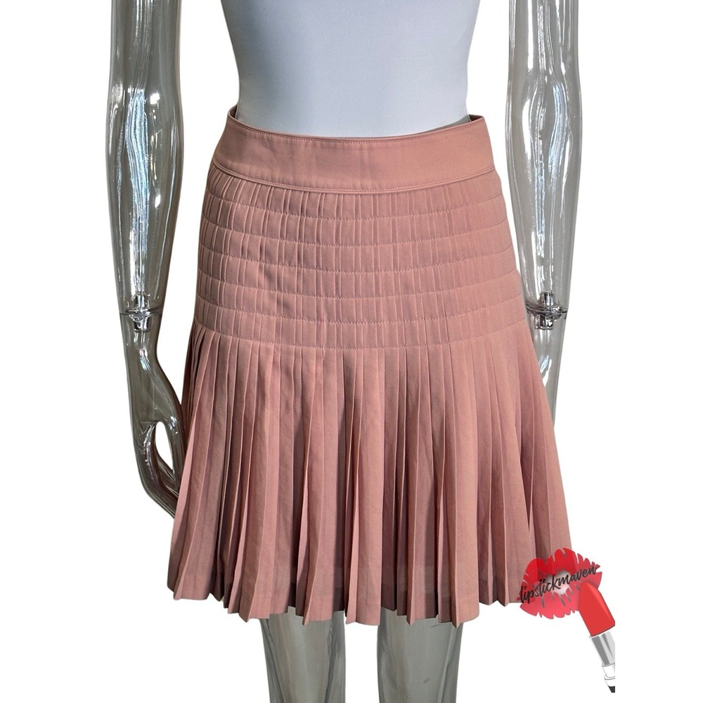 J Crew Pleated Skirt Women‎ 12 Peach Pink Neutral Chiffon Lined Preppy